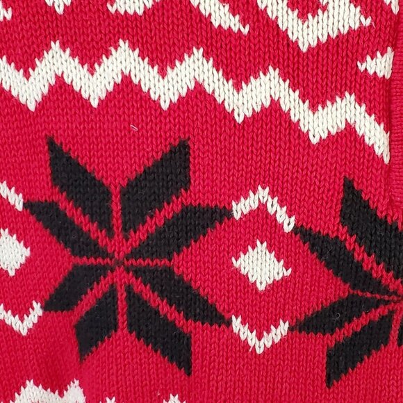 CHAPS Fair Isle Sweater Jumper Men's L 1/4 Zip Knit Snowflakes Winter Ski Nordic - Picture 12 of 13